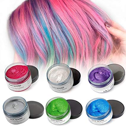 Mofajang Hair Color Wax,INST Temporary Hair Dye,Hair Coloring Wax,Washable Temporary, Natural Hairstyle Color Wax for Party,Halloween,Cosplay(Blue Grey White Pruple Green Red)