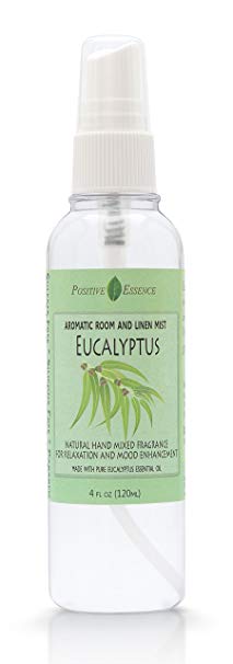 Eucalyptus Linen and Room Spray, Natural Aromatic Mist Made with Pure Eucalyptus Essential Oil, Relax Your Body & Mind, Perfect as a Bathroom Air Freshener Odor Eliminator Positive Essence