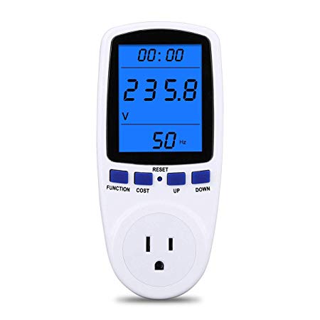 Upgraded Night Vision Power Meter Plug, Power Consumption Monitor Energy Voltage Amps Electricity Usage Monitor Digital LCD Display, Overload Protection, 7 Display Modes for Energy Saving, Watt Meter