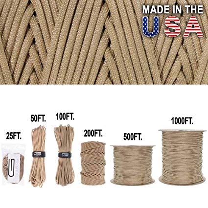 GOLBERG 750lb Paracord/Parachute Cord – US Military Grade – Authentic Mil-Spec Type IV 750 lb Tensile Strength Strong Paracord – Mil-C-5040-H – 100% Nylon – Made in USA