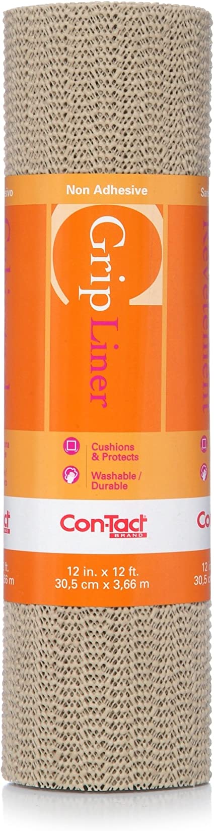 Con-Tact Brand Non-Adhesive Grip Shelf Liner, 12-Inch by 12-Feet, Taupe