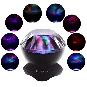 SCOPOW Night Light Lamp Aurora Projector and Speaker Colorful Decorator Rotation Mood Light Atmosphere Projector for Baby Children Teen Child Christmas Nursery Bedroom (Black)
