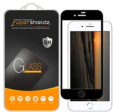 [2-Pack] Supershieldz for Apple iPhone 8 Plus Tempered Glass Screen Protector, [Full Screen Coverage] Anti-Scratch, Bubble Free, Lifetime Replacement Warranty (Black)