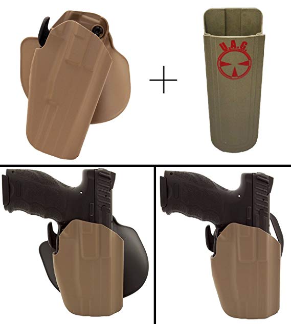 Ultimate Arms Gear Safariland Holster FN FNP-45 FNS & FNS Compact FN 57 Five Seven 57 IOM 57 Tactical 578-450-551 Wide Long Pro-Fit GLS Standard Frame Multi-Fit Right Hand, FDE Tan Mag Pouch