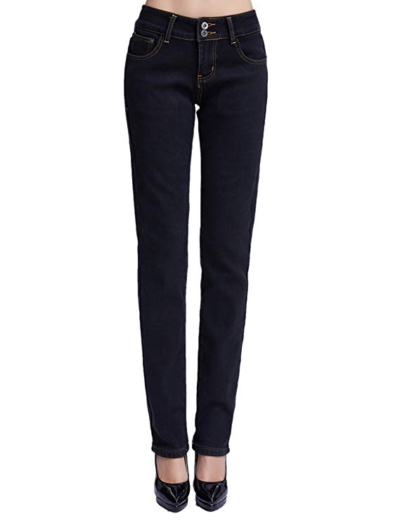Camii Mia Women's Slim Fit Fleece Lined Jeans