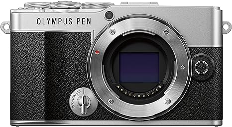 Olympus PEN E-P7 Micro Four Thirds System Camera, 20 MP Sensor, 5-axis in body image stabilisation, tilt HD LCD, 4K Video, Wi-Fi, color and monochrome profile control, silver