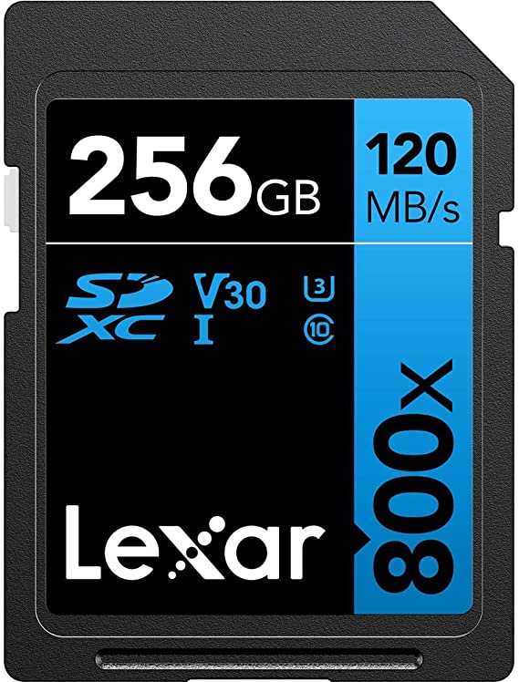 Lexar High-Performance 800x 256GB SDXC UHS-I Memory Card, C10, U3, V30, Full-HD & 4K Video, Up to 120MB/s Read, for Point-and-Shoot Cameras, Mid-Range DSLR, HD Camcorder (LSD0800256G-BNNNU)