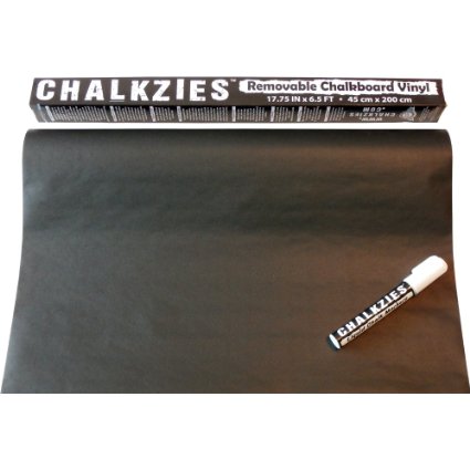 Chalkzies Removable Chalkboard Vinyl • Blackboard Contact Paper • Wall Decal • Wall Sticker • 17.75 INCHES x 6.5 FEET   White 6mm Liquid Chalk Marker