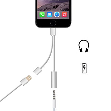 ABOOM Lightning Converter for iPhone 7/7 Plus;Lightning to 3.5mm Headphone Adapter (NO Background Hiss) and Lightning Charging Port,Listen to Music and Charge for iPhone 7 at the same time