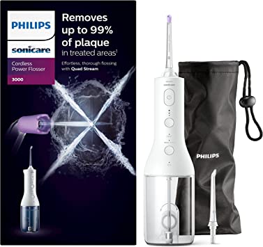 Philips Sonicare Cordless Power Flosser 3000 Oral Irrigator - Water Flosser for Teeth, Gums and Dental Care, White (Model HX3806/31)