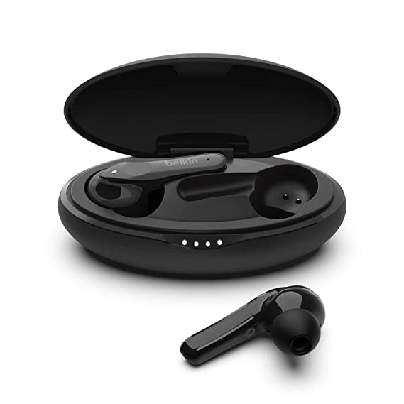 Belkin Wireless Earbuds, SoundForm True Wireless Bluetooth Earphones with Wireless Charging Case IPX5 Certified Sweat and Water Resistant with Deep Bass for iPhones and Androids and More