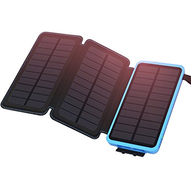 Solar Charger 24000mAh Waterproof Portable Charger, ADDTOP Power Bank with 3 Solar Panels Foldable Battery Pack 2 USB For iPhoneX, 8/7plus, iPad, Samsung, All Smartphone, Outdoor Camping Travelling