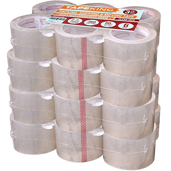 Tape King Clear Packing Tape 3 inch Wide (Case of 24 Rolls) - 60 Yards per Refill Roll, (2.7mil Thick) Strong Sealing Adhesive Industrial Depot Tapes for Moving, Packaging, Shipping, Office & Storage