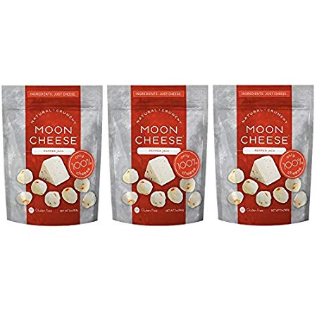 Moon Cheese 2 OZ, Pack of Three, Pepper Jack, 100% Cheese and Gluten Free