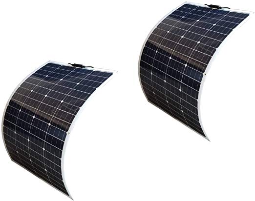 WindyNation 2pcs 100W 100 Watt 12V Bendable Flexible Thin Lightweight Monocrystalline Solar Panel Battery Charger for RV, Boat, Cabin, Off-Grid