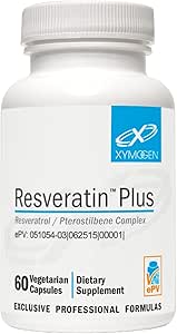 XYMOGEN Resveratin Plus - Patented Pterostilbene   Trans-Resveratrol with Quercetin Antioxidants Supplement to Promote Cardiovascular   Cellular Health, Healthy Aging, Immune Support (60 Capsules)