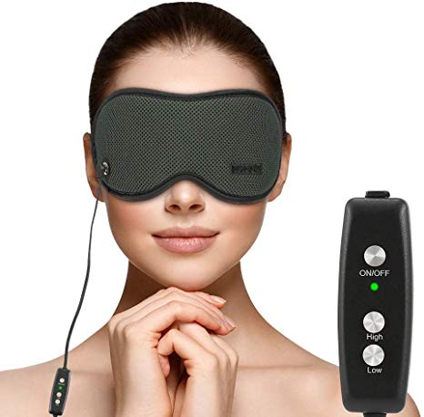 Heated Eye Mask, HOMMINI 3D Sleep Mask Heated by USB Power Adjustable Temperature Control, Relieving Eye Stress and Puffy Eyes, Dry Eye, Eye Fatigue,Improve Blood Circulation of Your Eyes