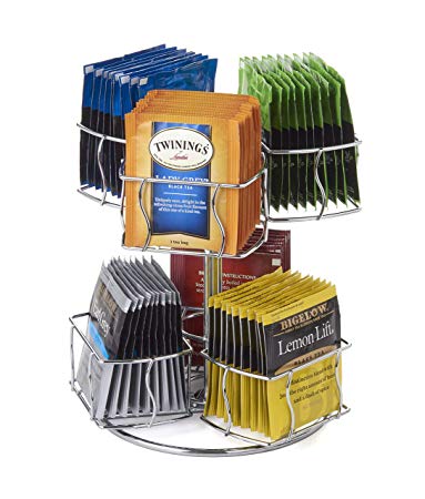 Nifty Solutions Tea Bag Storage and Organizer Spinning Carousel. Organize 60 Tea Bags. 6 Compartments 10 Tea Bags in Each.