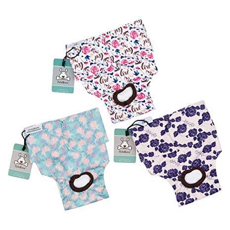 CuteBone Dog Diapers Female Puppy Pants Washable for Untrained Puppies, Dogs in Heat, Doggie Menstrual and Incontinence