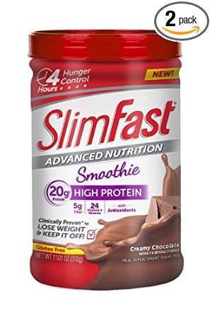 Slim Fast Advanced Nutrition High Protein Smoothie Powder, Creamy Chocolate, 11.01 Ounce (Pack of 2)