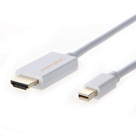 Mini DP to HDMI (4Kx2K), Cablecreation Mini DisplayPort (Thunderbolt Port Compatible) to HDMI AV HDTV Adapter for Mac Book(Before 2016 Version), DP v1.2 Support 6ft/1.8M in White