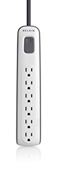 Belkin 6-Outlet AV Power Strip Surge Protector with 4-Foot Power Cord, 600 Joules (BV106000-04)