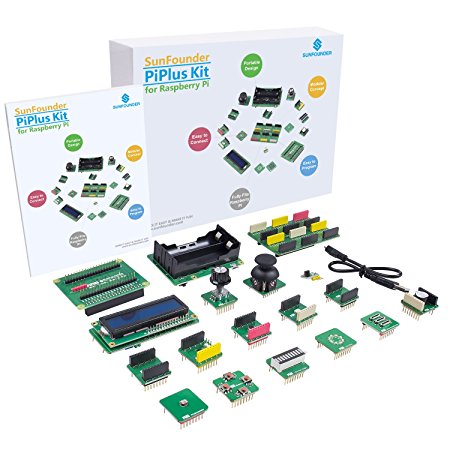 Raspberry Pi Sensor Kit - SunFounder PiPlus 15-in-1 STEM Learning Kit Electronics Building Block with Motion Sensor Joystick Visual Programming Language for Raspberry Pi 3, 2 and RPi 1 Model B Plus