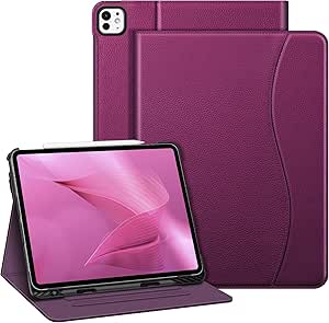 Fintie Folio Case for iPad Pro 13-inch (M4) 2024, Multi-Angle Viewing Protective Stand Cover with Pencil Holder & Pocket, Auto Sleep/Wake, Purple