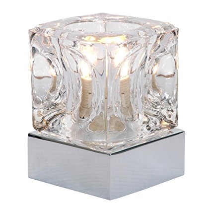 Modern Glass Ice Cube Touch Table Lamp with Chrome Base