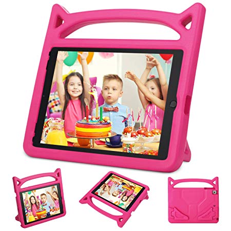 New iPad 9.7 2018 Kids Case– Auorld ShockProof Case Light Weight Kids Case Cover Handle Stand Case for Apple iPad 9.7 Inch 2017/2018 New Model (Pink)