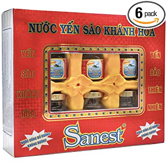 Sanest Bird's Nest Essence [Yến Sào] Sugar-Free - Natural Immune System Booster, Body & Mind Rejuvenate Essence, Brain Neural Balance - Halal Certified - 6-Pack Gift Box