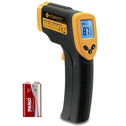 Etekcity Lasergrip 774 Non-contact Digital Laser Infrared Thermometer Temperature Gun -58℉~ 716℉ (-50℃ ~ 380℃), Yellow and Black