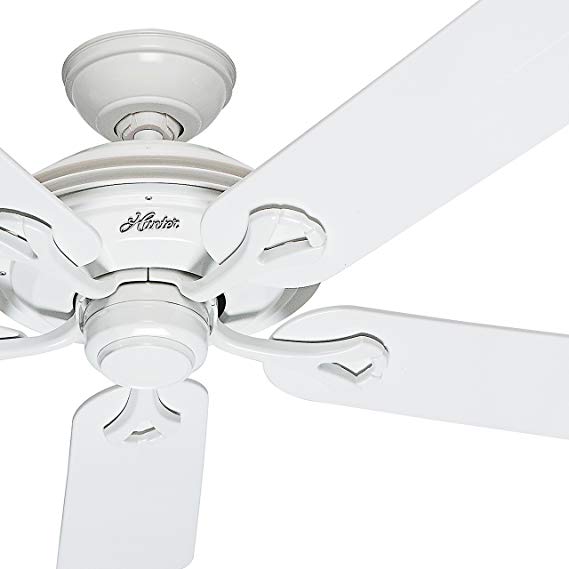 Hunter Fan 52" Outdoor ENERGY STAR Ceiling Fan in White with 5 White Plastic Fan Blades (Certified Refurbished)