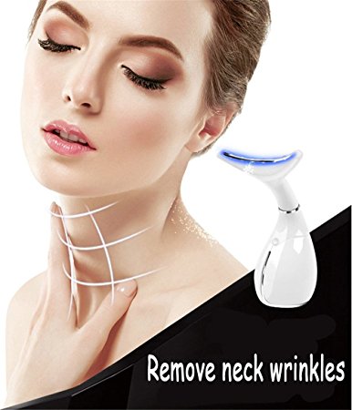 Carer Vibration LED Neck Care Machine Double Chin Wrinkle Removal Skin Lifting Rejuvenation Massager(White)