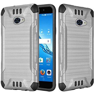 Huawei Ascend XT2 H1711 Case, Huawei Elate 4G Case, Luckiefind Hybrid Dual Layer Hybrid Shockproof Impact Case Cover, Stylus Pen Accessory (Silver)