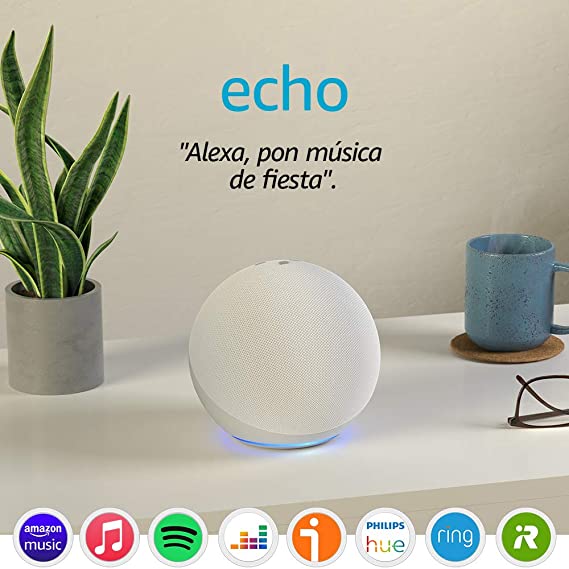 Echo (4.ª generación) | Sonido de alta calidad, controlador de Hogar digital integrado y Alexa | Blanco