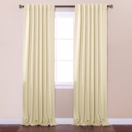 Best Home Fashion Thermal Insulated Blackout Curtains - Back Tab/ Rod Pocket - Beige - 52"W x 84"L - (Set of 2 Panels)