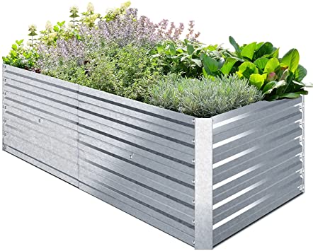 6 x 3 x 1.9 FT Metal Raised Garden Beds for Vegetables, Ohuhu Heightened Extra-Large Reinforced Galvanized Steel Raised Boxes, Heavy Duty Planter Box Bed for Growing Flowers, Herbs, Succulents