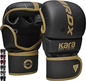 RDX MMA Gloves Sparring Grappling, Hybrid Open Palm Martial Arts Mitts Men Women, Maya Hide Leather Wrist Support, Cage Fighting Combat Sports Boxing Glove Training, Muay Thai, Punching Bag Kickboxing