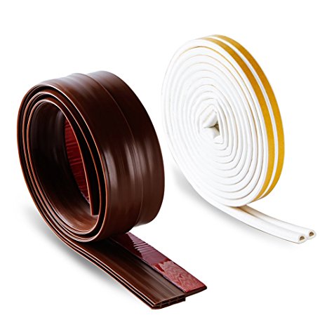 Weartherstrip Door Kit-Door Sweep Weatherstripping Door Seal& Self Adhesive Rubber Weatherstrip Seal (Brown)