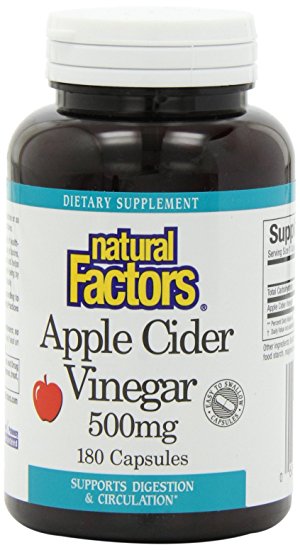 Natural Factors - Apple Cider Vinegar 500mg, Supports Healthy Digestion, 180 Capsules