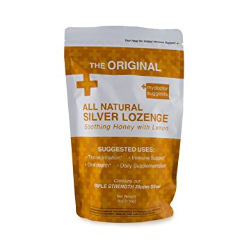 All Natural Silver Lozenges - Soothing Honey with Lemon: The Perfect Cough Drop for Cough, Throat & Mouth Health - Contains 30ppm Silver Solution in Each Drop