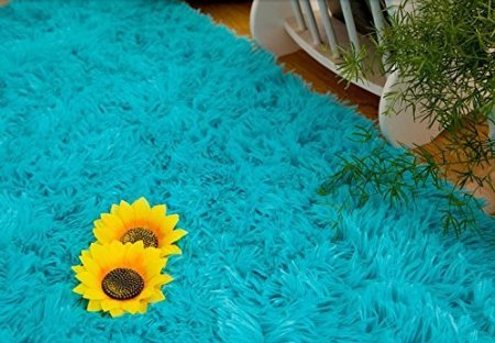 Ultra Soft 4.5 Cm Thick Indoor Morden Area Rugs Pads, New Arrival Fashion Color [Bedroom] [Livingroom] [Sitting-room] [Rugs] [Blanket] [Footcloth] for Home Decorate. Size: 4 Feet X 5 Feet (Blue)