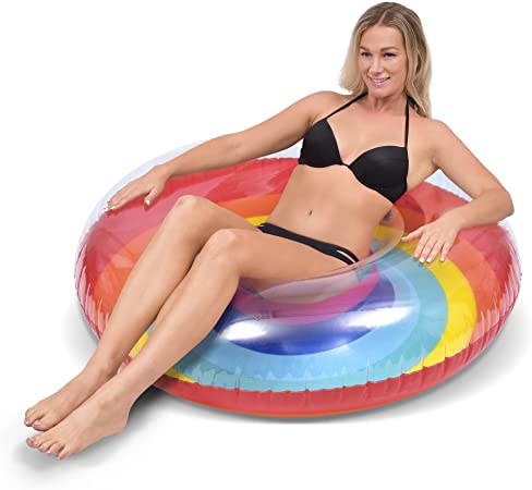 GoFloats Inflatable Rainbow Pool Float Party Tube, Float in Style (for Adults and Kids)