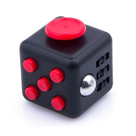 Generic Fidget Cube Relieves Stress Boredom & Anxiety Christmas Gift, Black/Red