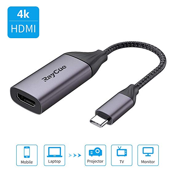 USB C to HDMI Adapter, Type C to HDMI Converter with 4K Nylon Braided Cable, Compatible for MacBook Pro/iPadPro/MacBook air 2018, Type-C phone, SurfaceBook 2, Samsung Galaxy S8/9/10 and More