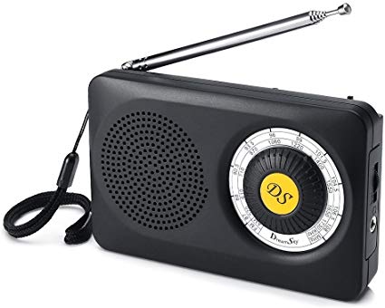 DreamSky AM FM Portable Radio with Loudspeaker and Headphone Socket, Good Reception Pocket Radio with Clear Excellent Sound, Small Compact Size, Battery Operated