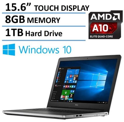 2016 Newest Dell Inspiron 15 5000 Premium 15.6" HD Touchscreen Laptop, AMD Quad-Core A10-8700P Processor up to 3.2GHz, 8GB Ram, 1TB HDD, DVD RW, Backlit Keyboard, Bluetooth, HDMI, Webcam, Windows 10