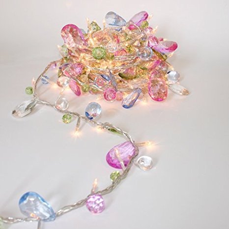 Indoor House String lights-Bohemia style String with Jewels-Colorful Jewels LED Fairy christmas Lights-Mains Powered-8 Mode- Transformer Supplied-30 LED Gift Lights for Girl