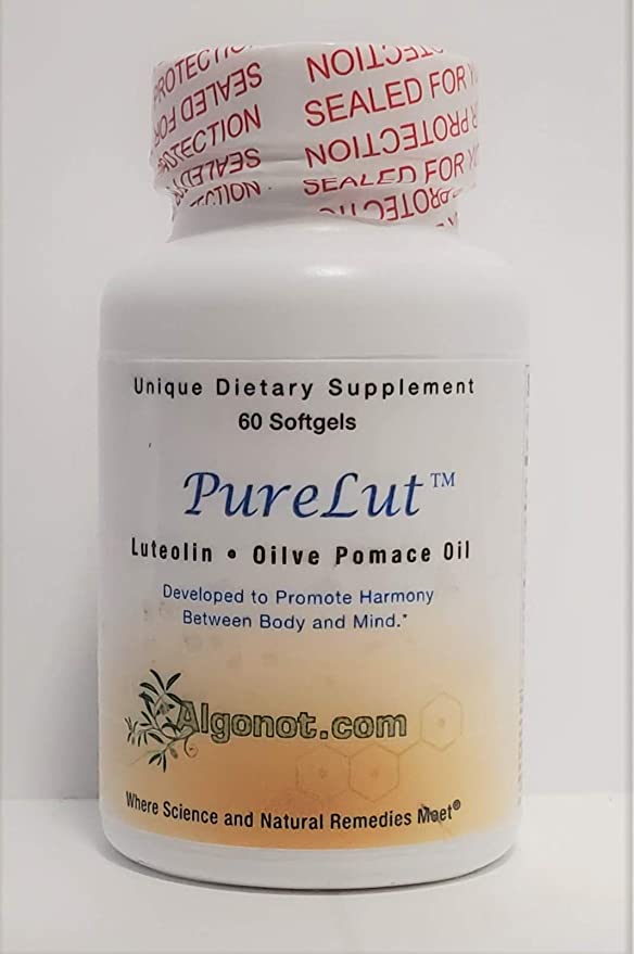 PureLut - 60 gelcap, Patented Combination of Natural & Pure, Luteolin in Olive Pomace Oil. for Immune Support, Reduction of damaging Free radicals & inflammatory Molecules.